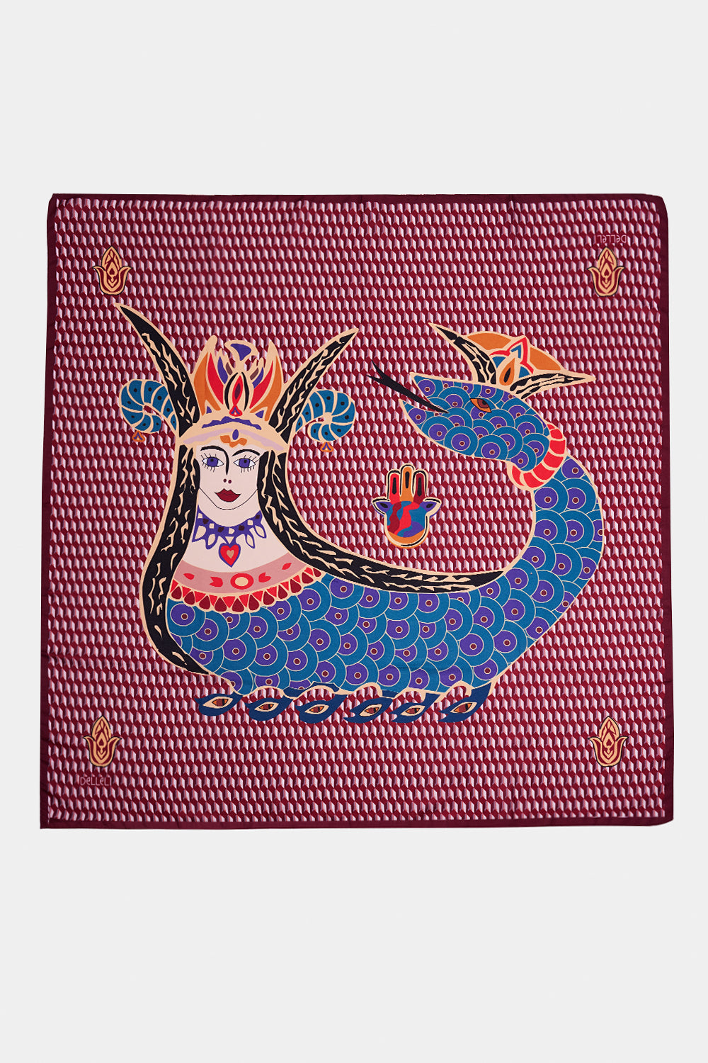 Bordo Şahmeran Monogram Fular