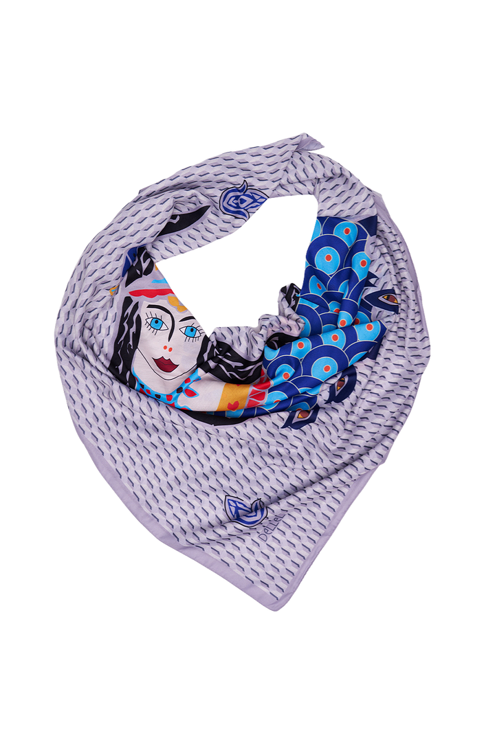 Gri Şahmeran Monogram Fular