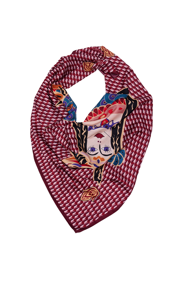 Bordo Şahmeran Monogram Fular