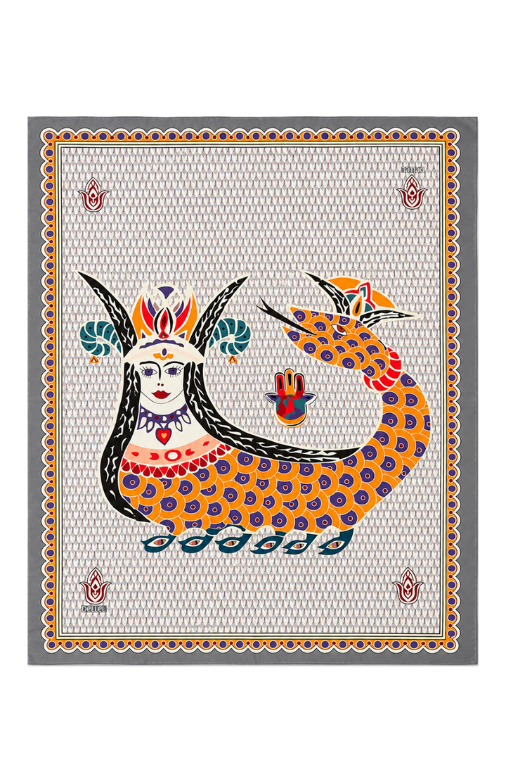 Gri Şahmeran Monogram Pareo