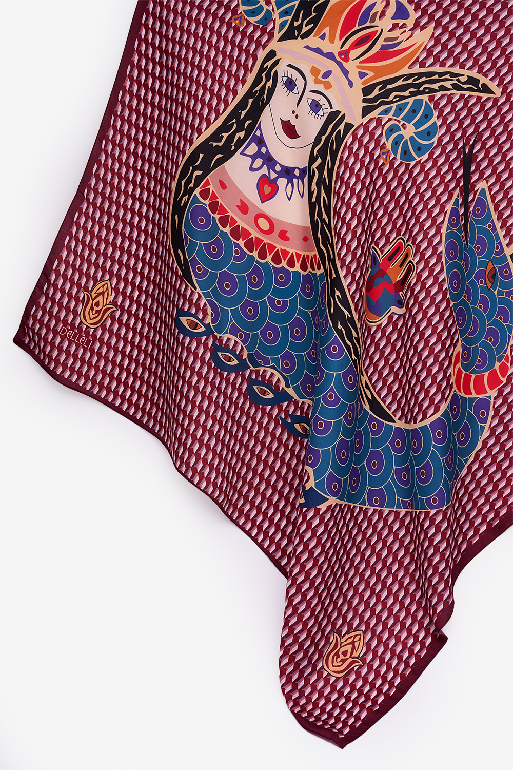 Bordo Şahmeran Monogram Fular