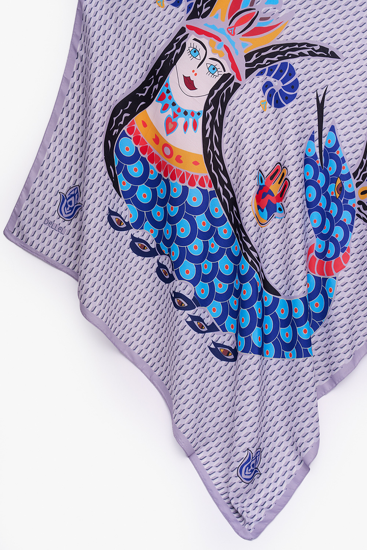 Gri Şahmeran Monogram Fular