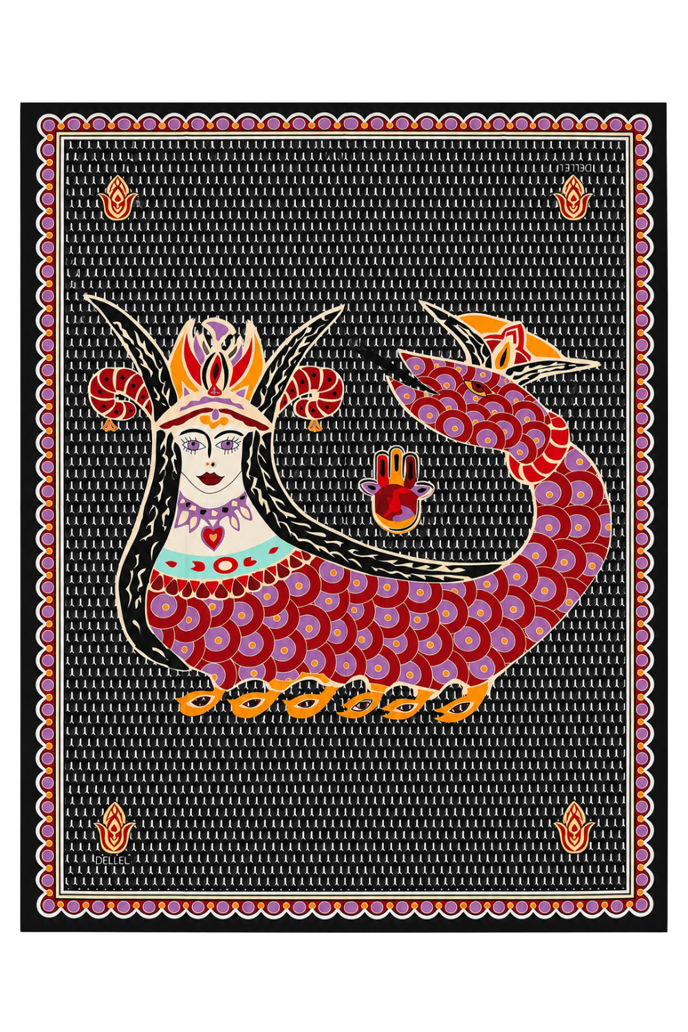 Siyah Şahmeran Monogram Pareo