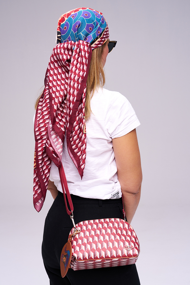 Bordo Şahmeran Monogram Fular