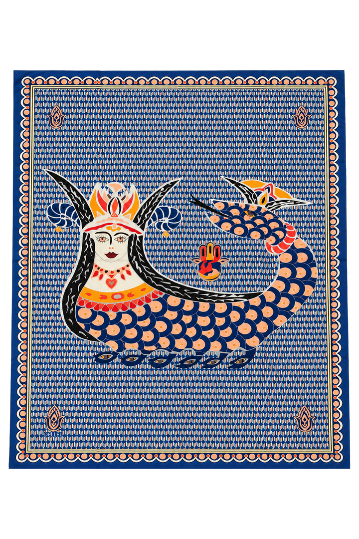 Mavi Şahmeran Monogram Pareo