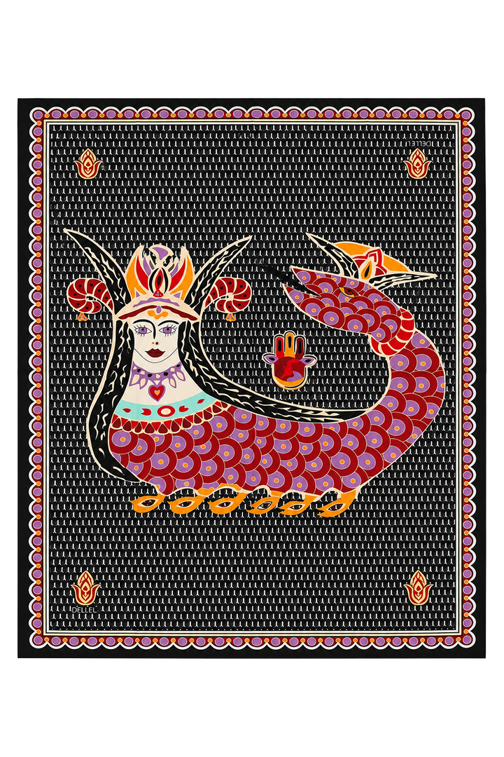 Siyah Şahmeran Monogram Pareo