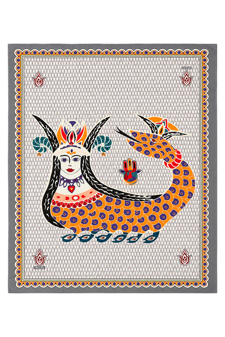 Gri Şahmeran Monogram Pareo